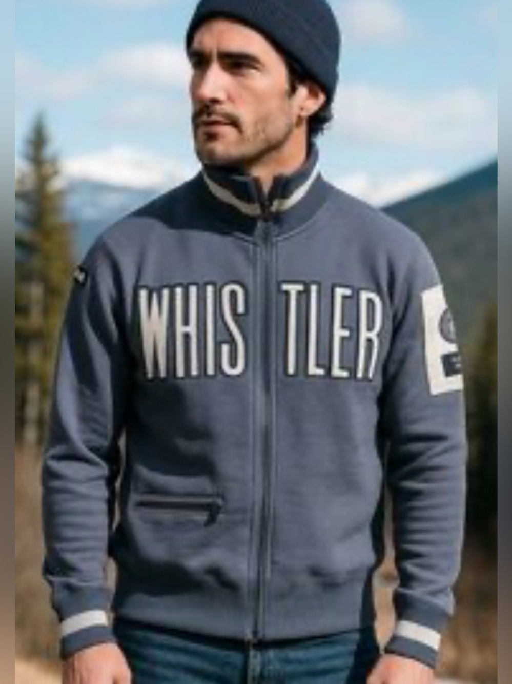 Red Canoe Whistler Canada Full Zip Track Jacket sweatshirt Blue Large EUC
